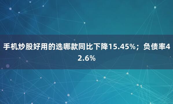 手机炒股好用的选哪款同比下降15.45%；负债率42.6%